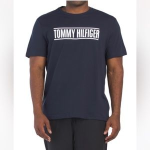 TOMMY HILFIGER Men’s Short Sleeve Screen Print Logo Tee Dark Navy Size Large